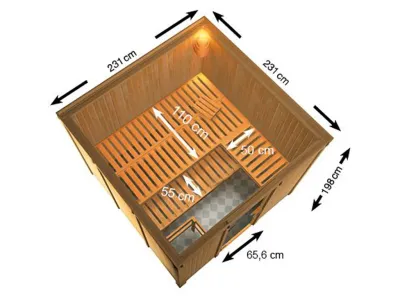 Sauna Arvika mit bronzierter Glastür + 9 kW Bio-Kombiofen mit ext. Strg. Produktbild #2