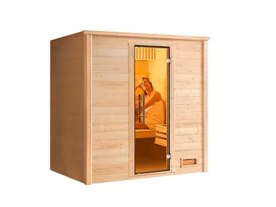Sauna Massivholzsauna Bergen 2 GT graphit Ganzglastür Produktbild #2
