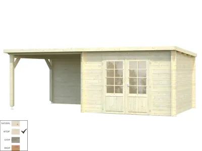 Gartenhaus Blockbohlenhaus Ella 8,7+8,2 m² 28 mm transparent tauchimprägniert Produktbild #6