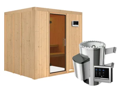 Sauna Systemsauna Daria graphit Ganzglastür + Plug & Play Saunaofen mit externer Steuerung Produktbild #5