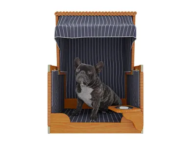 Hundestrandkorb Hav dunkelblau mit weißen Nadelstreifen inkl. Schutzhülle Produktbild #5