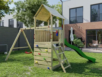 Spielturm Big Monkey KDI inkl. Rutsche grün Produktbild #2