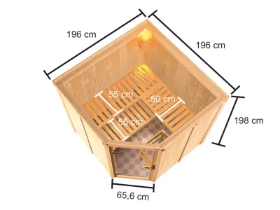 Elementsauna 68 mm Celine 3 SPARSET inkl. 9 kW Bio-Kombiofen und ext. Steuerung Produktbild #4