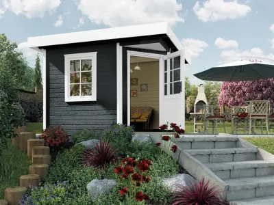 Gartenhaus Designhaus 213 Gr. 1 28 mm anthrazit Produktbild #1