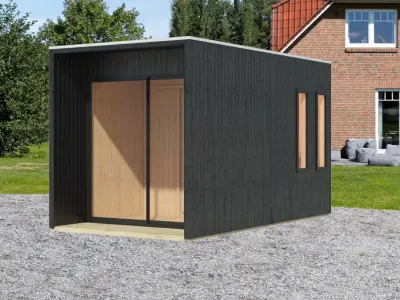 Gartensauna Nero 73 mm mit Glastür, Schwarz lasiert Produktbild #5