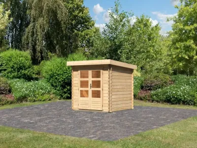Gartenhaus Blockbohlenhaus Bastrup 2 28 mm naturbelassen Produktbild #1