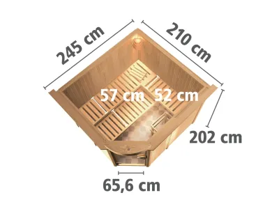 Sauna Systemsauna Fiona 3 mit Dachkranz, inkl. 9 kW Saunaofen integr. Steuerung Produktbild #9