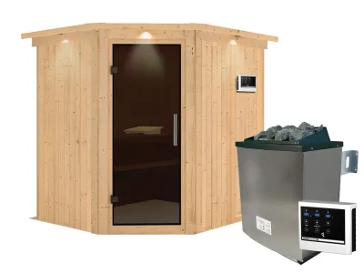 Sauna Systemsauna Siirin mit Dachkranz, inkl. 9 kW Ofen mit externer Steuerung Produktbild #14