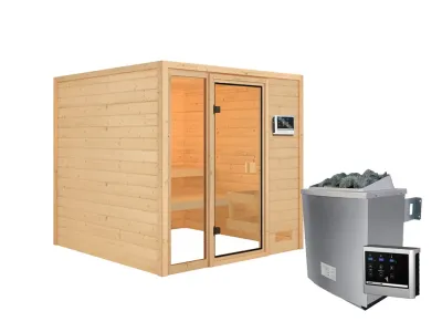Sauna Jutta mit bronzierter Glastür + 9 kW Saunaofen ext. Strg. Produktbild #5