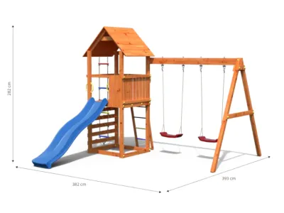 Spielturm Bento B teakfarben inkl. Rutsche blau Produktbild #6