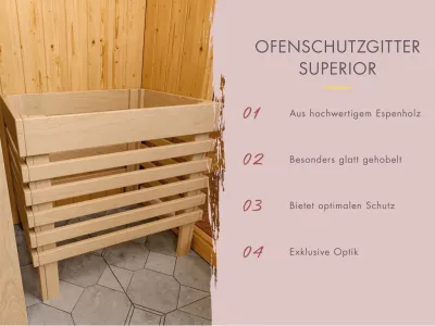 Sauna Systemsauna Sari mit Dachkranz Komplettset mit 9 kW Ofen mit externer Steuerung Produktbild #15