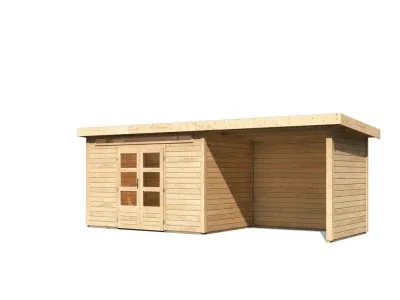 Gartenhaus SET Kandern 7 28 mm naturbelassen, inkl. 3,2 m Anbaudach + Seiten- und Rückwand Produktbild #6