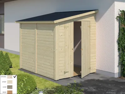 Gerätehaus Anlehnhaus Mia 3,4 m² 16 mm naturbelassen Produktbild #2
