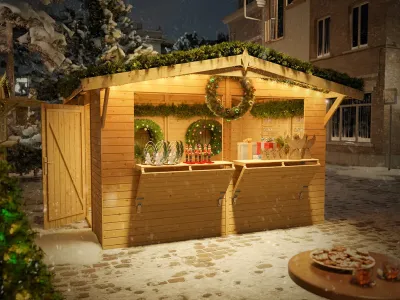 Marktstand - Verkaufsstand Stella 8,2 m² 16 mm naturbelassen inkl. Boden Produktbild #2