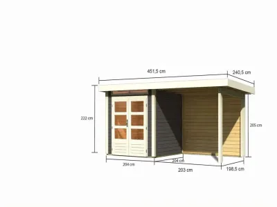 Gartenhaus SET Kandern 1 28 mm terragrau, inkl. 2,6 m Anbaudach + Rückwand Produktbild #2