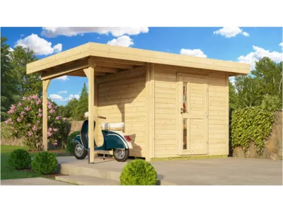 Gartenhaus Designhaus 172 A Gr. 2 28 mm natur inkl. Anbau 1,47 m Produktbild #1
