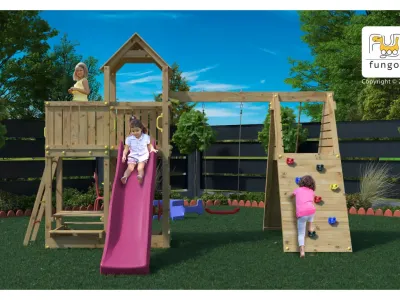 Spielturm Fluppi KDI inkl. Einzelschaukel + Rutsche Produktbild #1