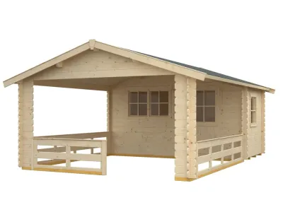 Gartenhaus Blockbohlenhaus Alicante 3 28 mm mit Terrasse Produktbild #4