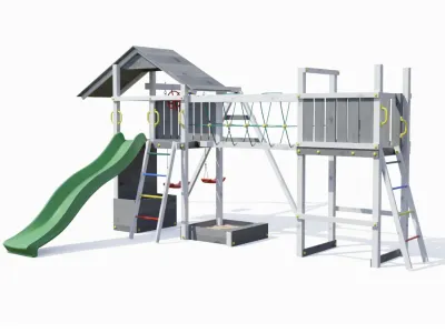 Spielturm Smart 4 Bridge grau/weiß inkl. Rutsche grün Produktbild #4
