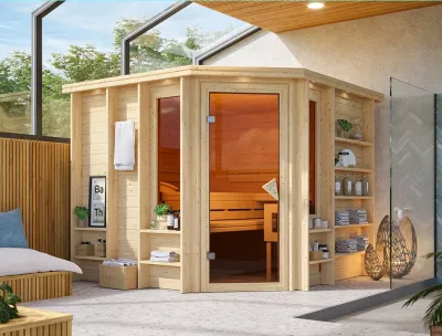 Sauna Massivholzsauna Marona 40 mm mit bronzierter Glastür Produktbild #1