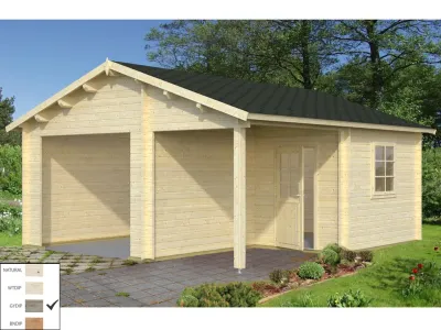 Garage Roger 21,9+5,2 m² ohne Tor 44 mm grau tauchimprägniert Produktbild #1
