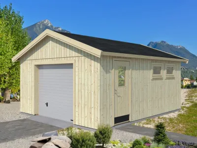 Garage Andre 21,5 m² mit Sektionaltor 18+95 mm naturbelassen Produktbild #1