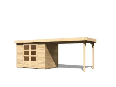 Gartenhaus SET Askola 4 19 mm naturbelassen, inkl. 2,8 m Anbaudach Produktbild #7