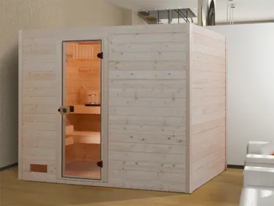 Sauna Massivholzsauna Valida 4 GT klare Ganzglastür Produktbild #1