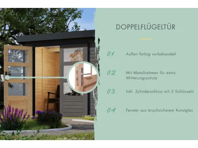 Hybrid-Gartenhaus Jupiter D Set wassergrau/weiß Produktbild #8