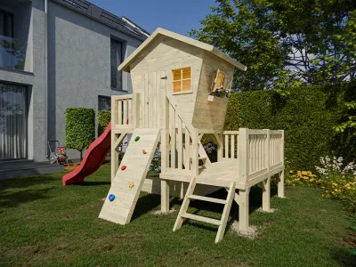 Stelzenhaus Big Birdy KDI inkl. Rutsche rot Produktbild #1