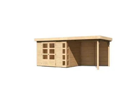 Gartenhaus SET Kerko 5 19 mm naturbelassen, inkl. 2,8 m Anbaudach + Rückwand Produktbild #1