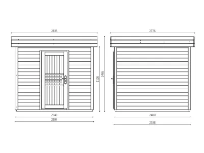 Gartenhaus Livo 1 28 mm naturbelassen mit 264 cm Anbau Produktbild #5