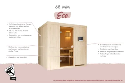 Sauna Systemsauna Bodo, inkl. 9 kW Ofen mit externer Steuerung Produktbild #15