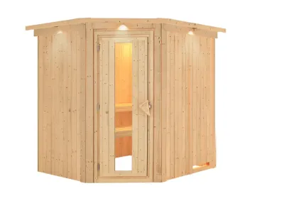 Sauna Systemsauna Lilja mit Dachkranz, Energiespartür Produktbild #2