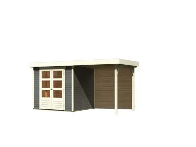 Gartenhaus Askola 3 19 mm terragrau inkl. 2,4 m Anbaudach + Rückwand Produktbild #3