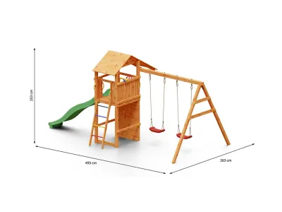 Spielturm Smart 5 teakfarben inkl. Rutsche grün Produktbild #6