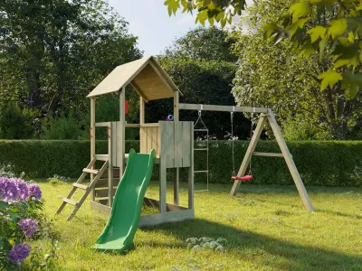 Spielturm Little Monkey KDI inkl. Rutsche grün Produktbild #1