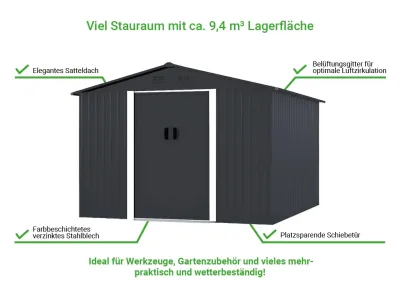 Metall-Gerätehaus Classic Anthrazit Produktbild #3