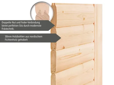 Sauna Jada mit bronzierter Glastür und Dachkranz + 9 kW Saunaofen ext. Strg. Produktbild #6