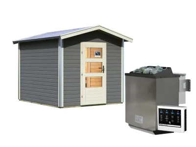 Saunahaus Bosse 1 terragrau 38 mm inkl. Bio-Kombiofen 9 kW + ext. Steuerung Produktbild #6