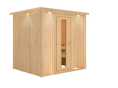 Systemsauna Sodin mit Dachkranz, Holztür mit Isolierglas Produktbild #2