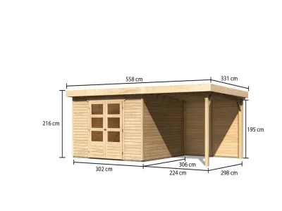 Gartenhaus SET Askola 6 19 mm naturbelassen, inkl. 2,4 m Anbaudach + Rückwand Produktbild #6