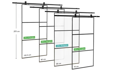 Glastür, Glasschiebetür mit Soft-Stop-Funktion, Klarglas 102 x 205 cm Produktbild #5