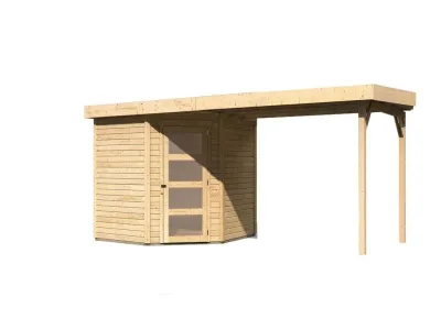Gartenhaus SET Schwandorf 5 19 mm naturbelassen, inkl. 2,8 m Anbaudach Produktbild #5