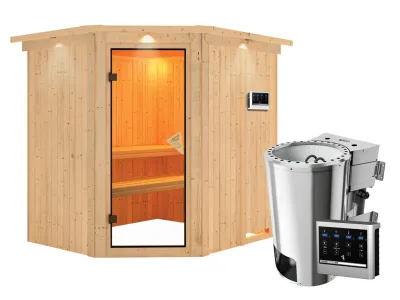 Sauna Systemsauna Lilja mit Dachkranz, inkl. Plug & Play Bio-Ofen externe Steuerung Produktbild #2