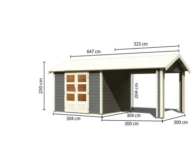 Gartenhaus SET Theres 7 28 mm terragrau inkl. 2,6 m Dachausbauelement Produktbild #6