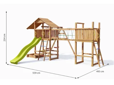 Spielturm Smart 1 Bridge teakfarben inkl. Rutsche gelb Produktbild #7