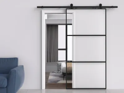 Glastür, Glasschiebetür mit Soft-Stop-Funktion, Klarglas 90 x 205 cm Produktbild #1