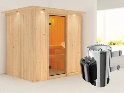 Sauna Systemsauna Fanja mit Dachkranz, inkl. Plug & Play Saunaofen Steuerung Produktbild #1