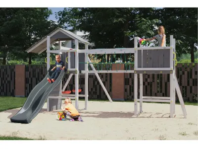 Spielturm Smart 5 Bridge grau/weiß inkl. Rutsche grau Produktbild #3